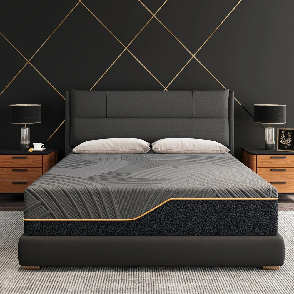 

14-inch king copper memory foam mattress with cooling cover for medium firm support and pressure relief, encased in fiberglass