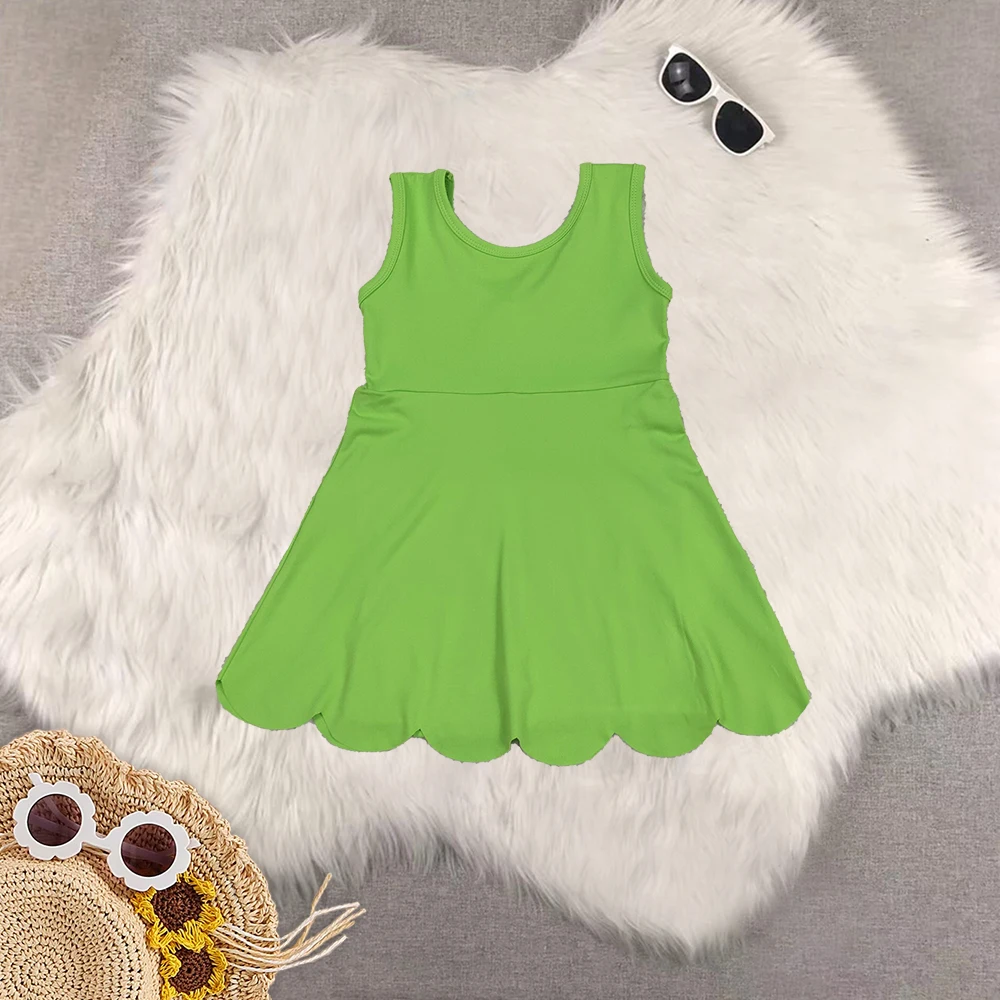 

8.14 Baby Girl Yoga Skort Knee Length Dress Baby Girls Green Scallop Yoga Active Knee Length Dresses