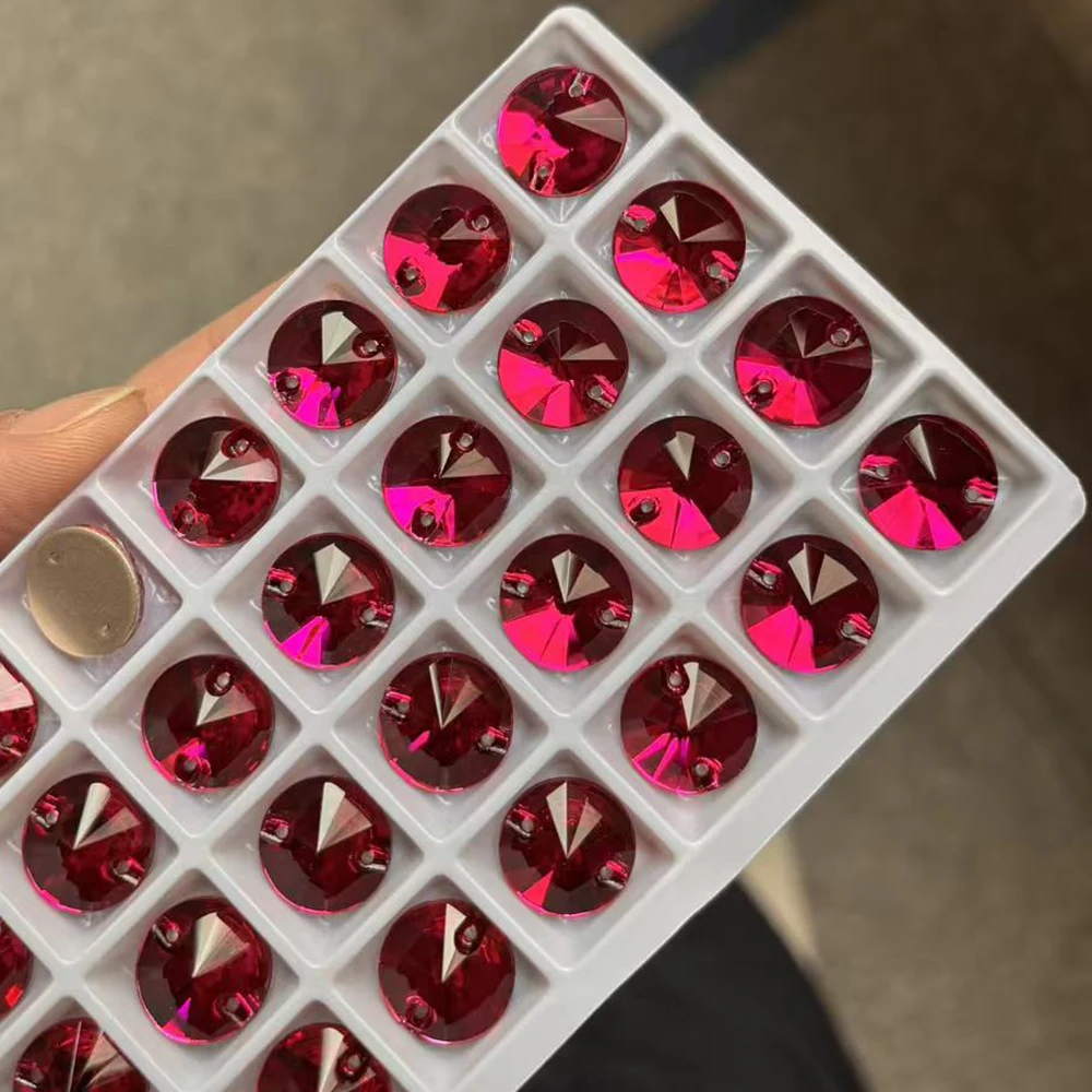 PUBRILEX Fuchsia Strasssteine zum Aufnähen, Glas, flache Rückseite, DIY-Nähzubehör, Kristallsteine zum Nähen für Taschen- und Kleidungsdekoration – Detail 3