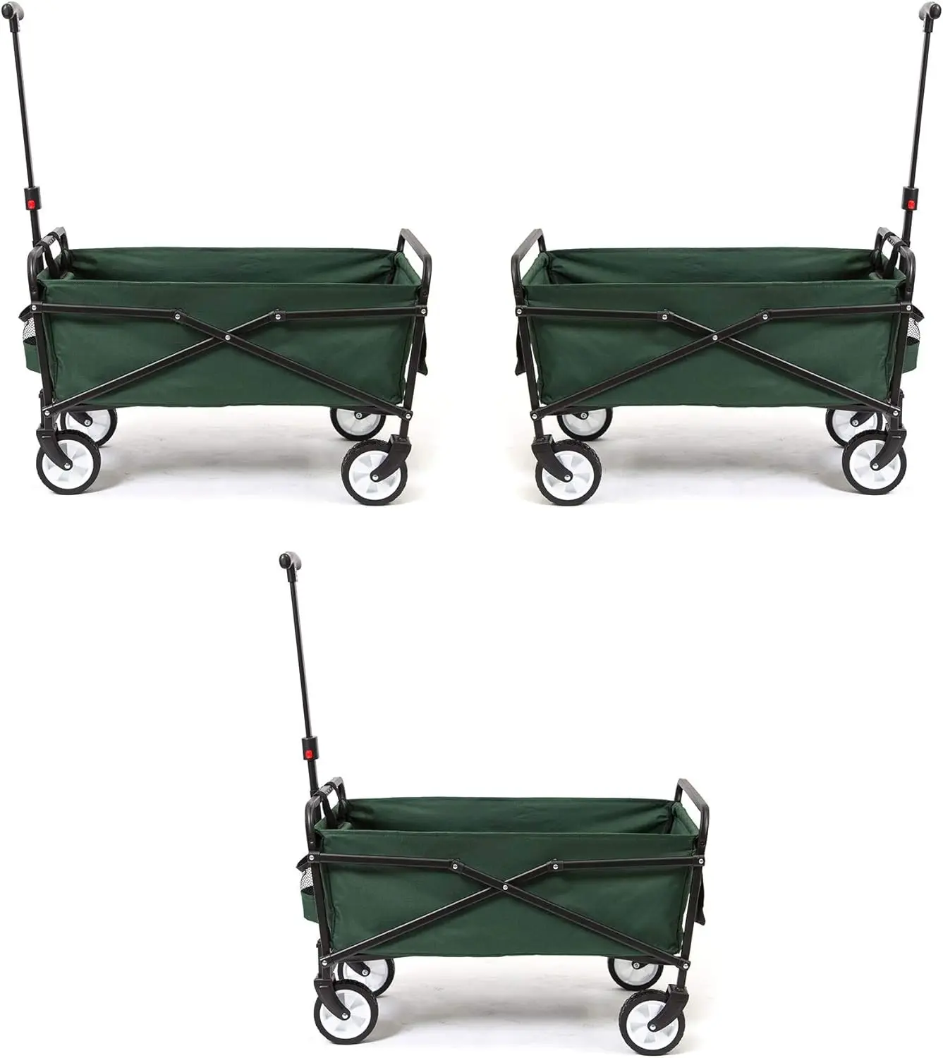 Heavy Duty Compact 150 Pound Capacity Outdoor Utility Cart, Green (3 Pack)