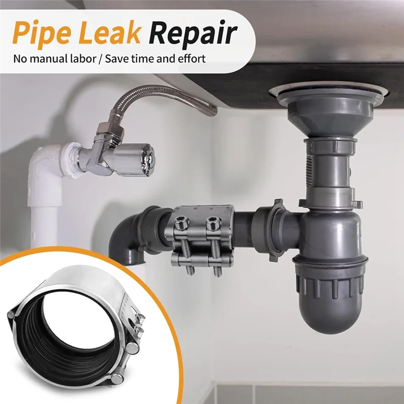 パイプ修理クランプキット - プラスチック&金属パイプ用パイプカップリングクランプ、緊急義務リークシーラー-BAAQ