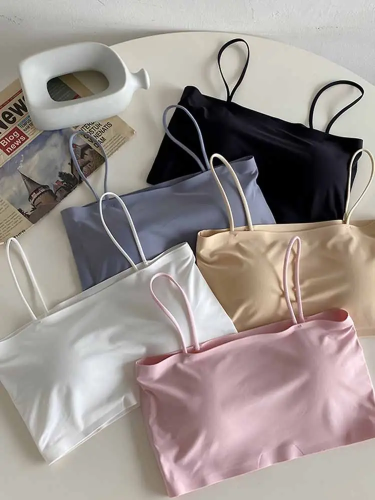 

Bla Wrap Chest Brtte Tank Top Women's Underwear Csole Gather Beautiful Ba Base irt Inner Wear Outer Wear Autumn