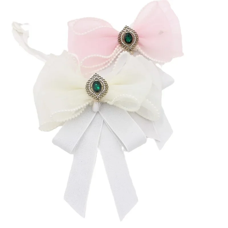 New Women's Mesh Bow Brooch Fashion Korean Super Fairy Girl Dress Shirt Three-dimensional Collar with Collar Accessories