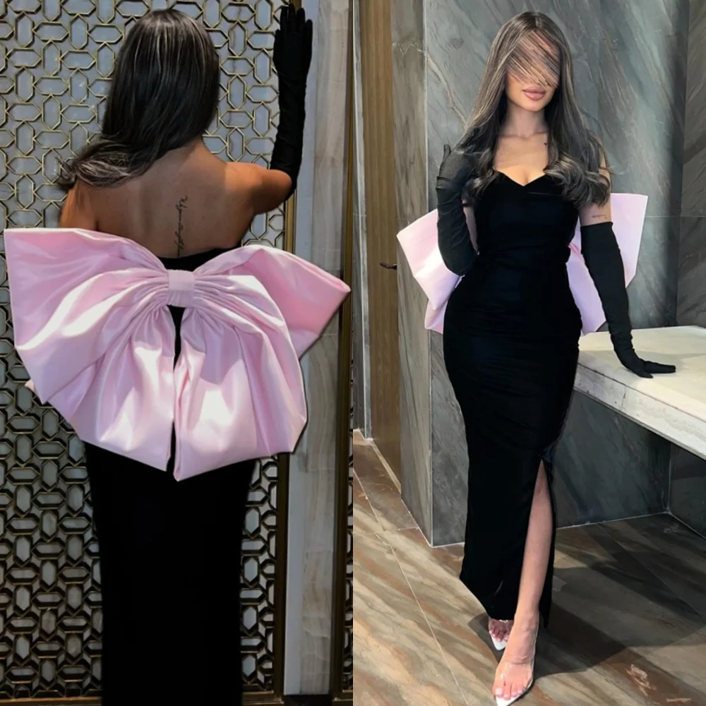 Customized Mermaid Formal Black Jersey Evening Dress Classic Strapless Homecoming Dresses Temperament Special Occasion Gowns