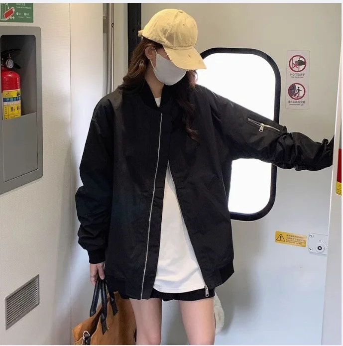 

Solid Jackets Women Spring Cool Girls Windproof Streetwear Tops Designed American Fashion Chic Ins Simple Causal Trendy