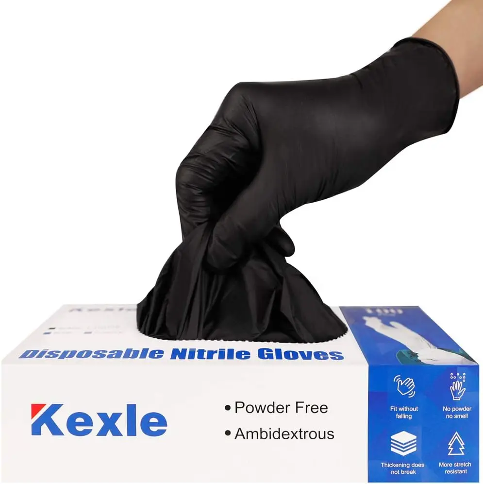 Guantes Desechables de Nitrilo, Paquete de 100, Guantes de Seguridad Sin Látex para Manipulación de Alimentos o Uso Industrial