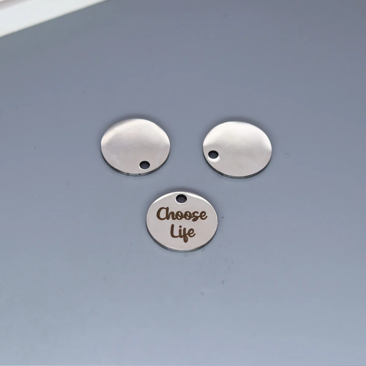 3Pcs Disc Choose Life Letter Laser Craft Stainless Steel Pendants Charms For Jewelry Making Bransoletki Naszyjnik Brelok Materiały eksploatacyjne