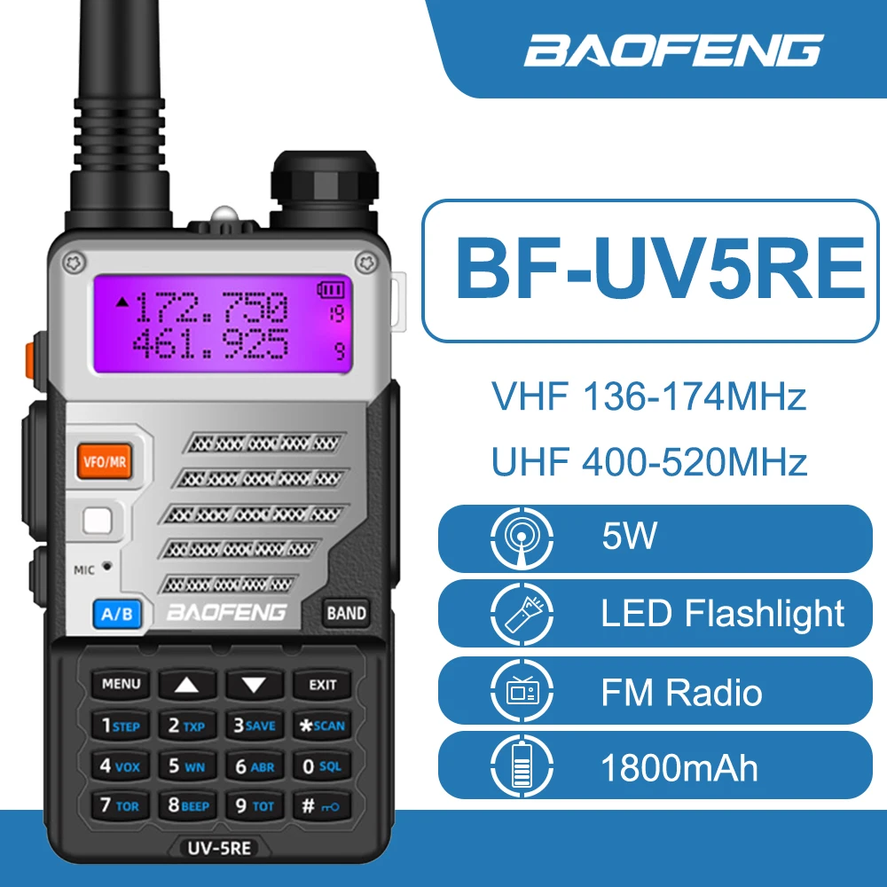 

Baofeng UV-5RE Two Way Radio VHF UHF Transceiver Dual Band Mobile Ham Radio Handheld Walkie Talkie 5W Long Range Interphone