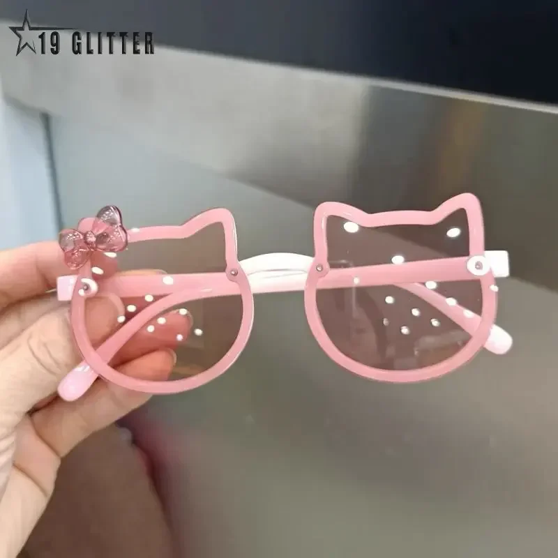 Summer Children Cute Kitty Sunglasses Acrylic Bow Outdoor UV Protection Sun Glasses Baby Girls Classic Kids Boy UV400 Eyewear