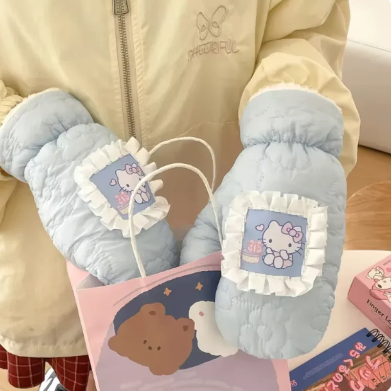 مرحبا كيتي سانريو قفازات دافئة Kawaii قفازات طالب الباردة واقية قفازات اليد الدافئة قفازات ركوب الدراجات الإكسسوارات الحرارية هدية الكريسماس #5