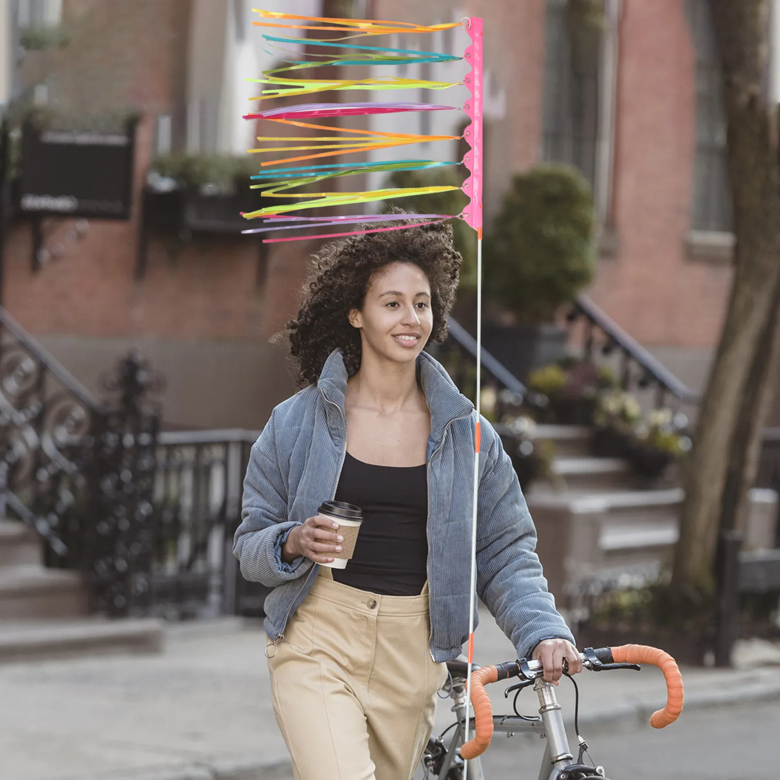 

1 комплект: Флаг безопасности для велосипеда с флагштоком, 72,7 дюйма, высокая видимость, для детских велосипедных прицепов, самокатов, для езды на открытом воздухе, задний сигнальный флаг