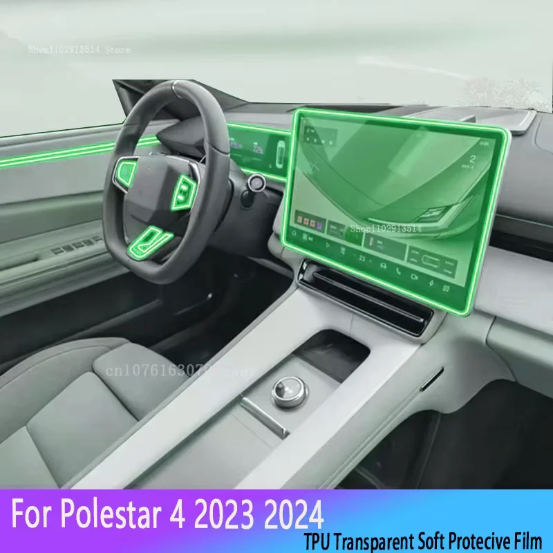 

For Polestar 4 2023 2024 Car Interior Center Console Transparent TPU Film Protective Anti-scratch Car Sticker Accessories