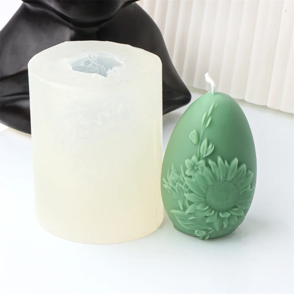Easter Day Gift Egg Candle Making Silicone Mold Festival Embossed Butterfly Eggs Resin Epoxy Mould Sunflower Rose Soap Wax Tools