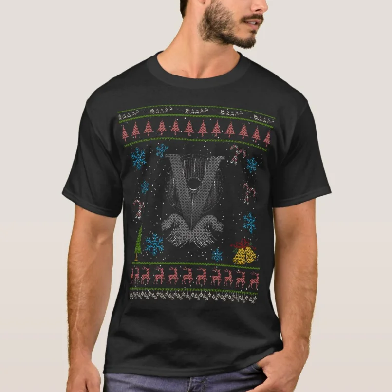 

Ugly Christmas Sweater Vi king Ship Shield Gift T-Shirt New 100% Cotton Short Sleeve O-Neck Casual Mens T-shirt Xmas Streetwear