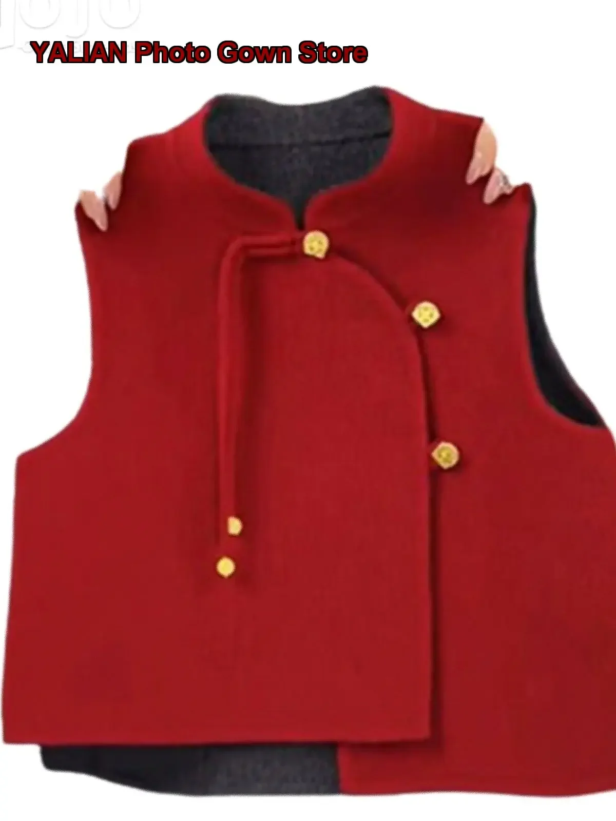 Boys Girls Waistcoat Tweed Jacket Traditional Chinese Style for New Year Kids