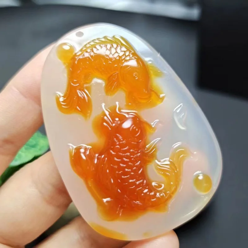

Natural Hot-Selling Pretty Color Chalcedony Agate Landscape Pendant for Men and Women, Brand Exquisitely Carved, Multiple Styles