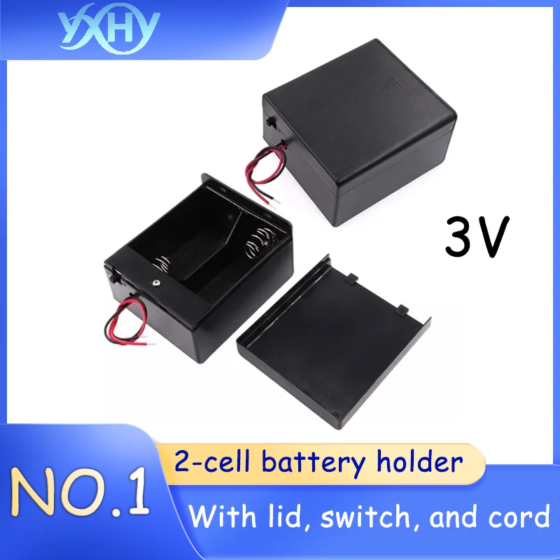 

1pcs No. 1, 2-cell battery holder, 3V, two No. 1 batteries, with cover and switch, can hold 2 No. 1 batteries, large battery cas