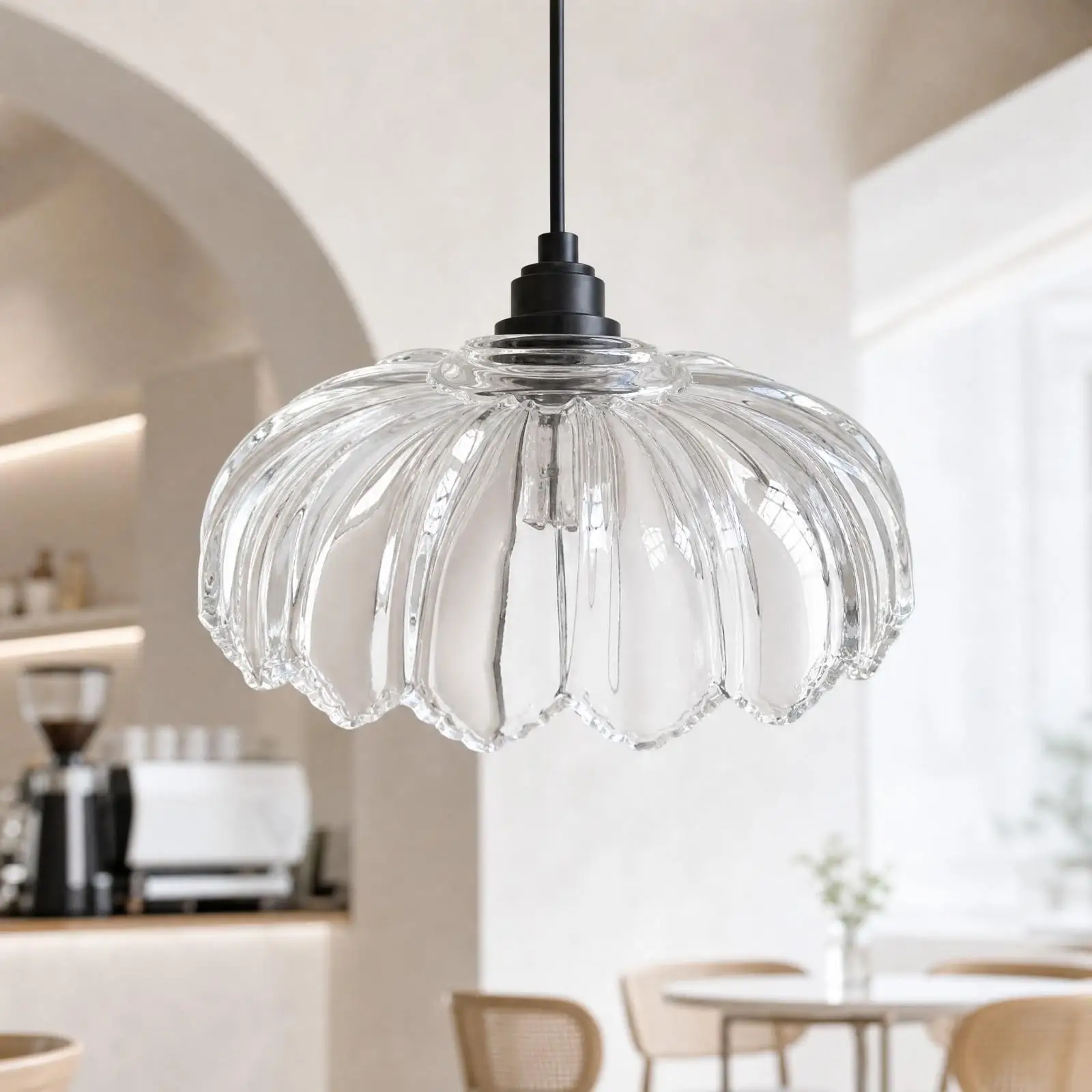 Replacement Glass Lamp Shade for Ceiling Chandelier Pendant Light Fluted Design for Dining Room