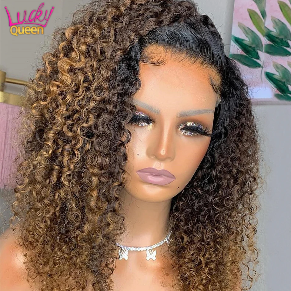 

Human Hair 1B 30 Ombre Short Bob Wig Curly Hair Honey Blonde 13X4 13x6 Transparent Lace Front Wig Pre Plucked With Baby Hair