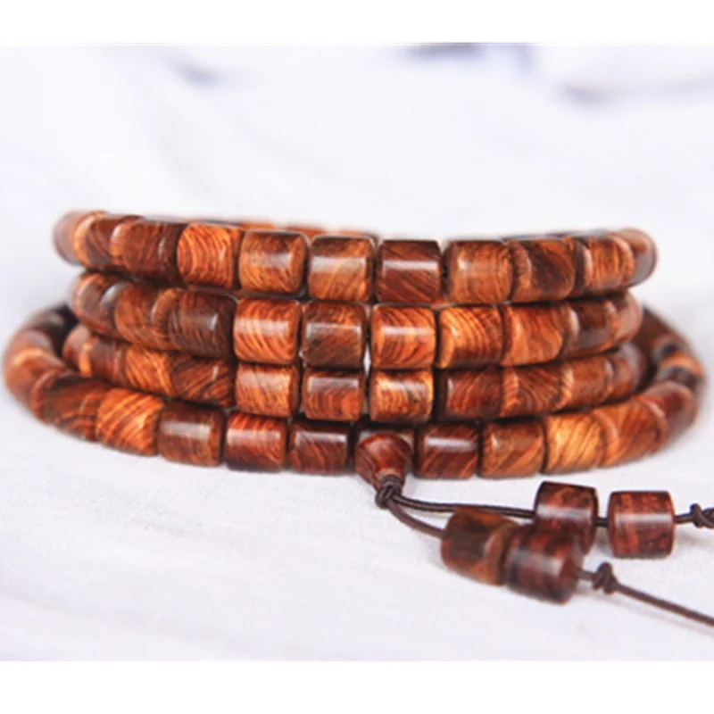 

Hainan Huanghuali Wooden , Sea Huang Purple Oil Pear Tiger Skin Barrel 108 Buddha Beads Bracelet, Unisex Cultural