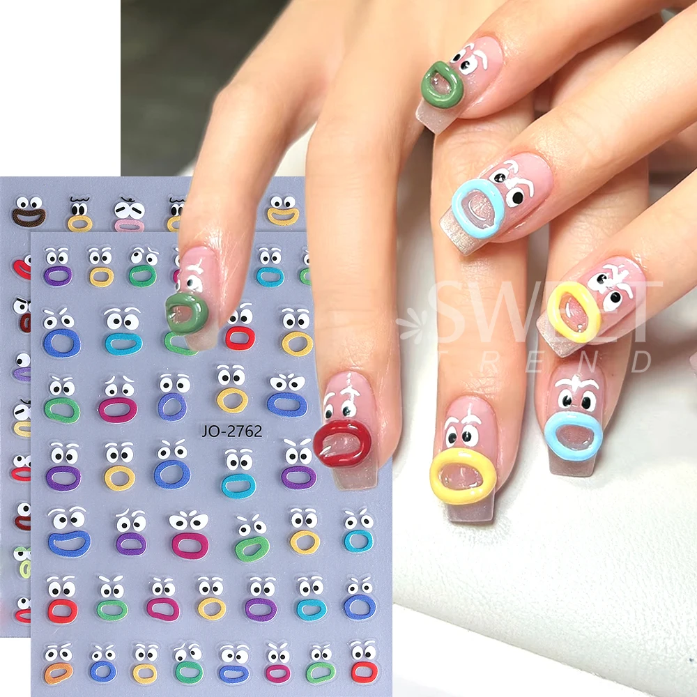 3/5pcs Cute Butterfly Flower Bow Nail Stickers Adhesive 3D Daisy Star Heart Bear Letter Nail Art Slider DIY Manicure Decorations