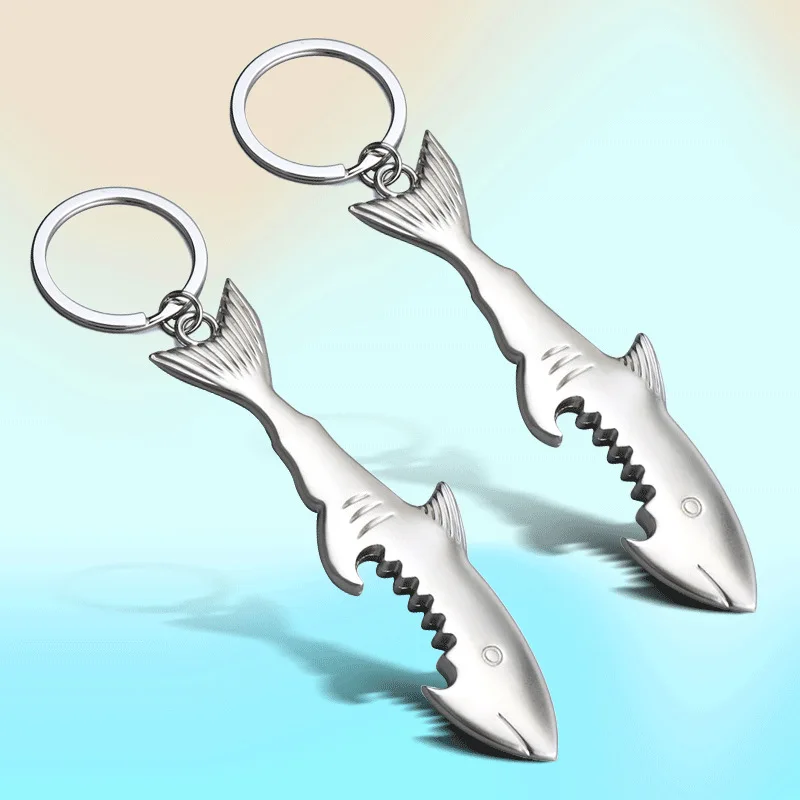 Sea Fish beer bottle opener key chain shark bottle opener keychain multifunction jewelry gift key cover factory promotion