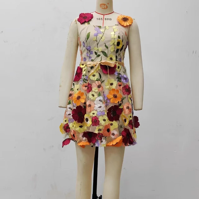 2025 verão sexy fora do ombro vestido sem alças floral bordado bodycon faixa arco vestido princesa fairycore noite mini vestido