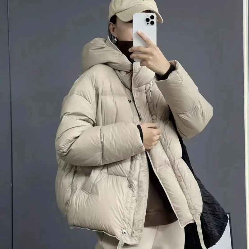 

Winter Women's Down Jacket Fashionable Collar Hooded Warm Women's Jacket 2024 Korean Version of The Fluffy Casual Parka Coat