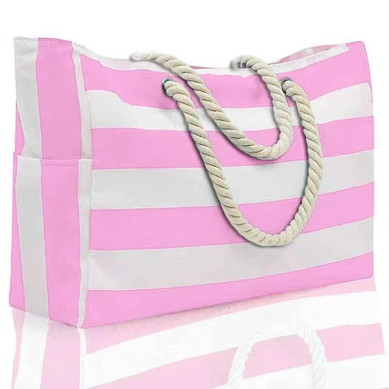 Beach Bag Striped Bohemian Large Storage Bag Canvas Traveling Bag Large Capacity Shopping Bag Environmental Protection Handbag