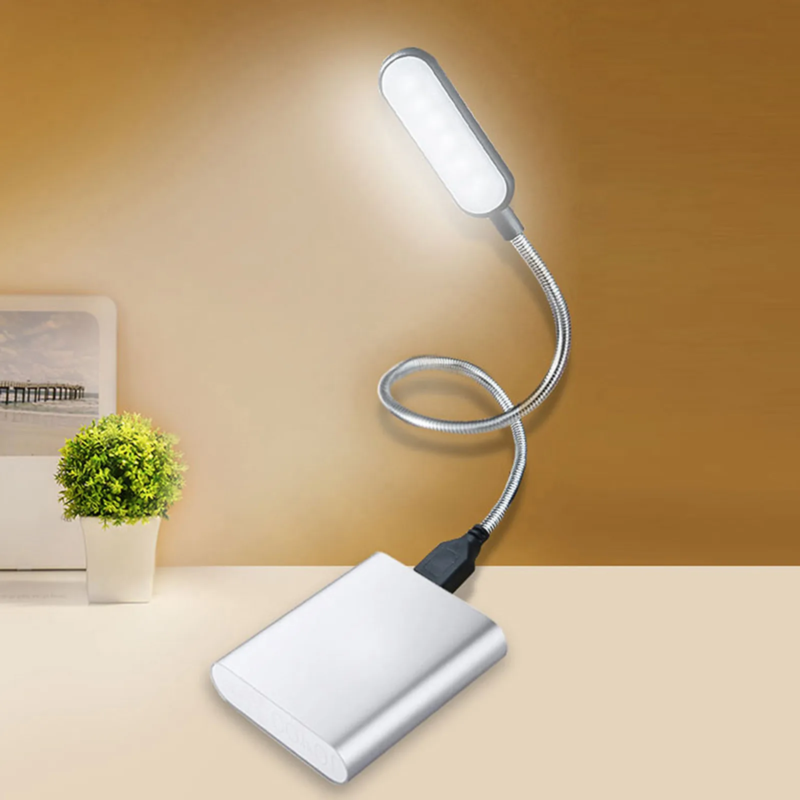 

Портативная USB-лампа для чтения, компактная Светодиодная настольная лампа, гибкая лампа с 6 светодиодами, ночник для ноутбука, компьютера