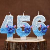 Stitch Sparkling Birthday Candle - Waxy Material, Gradient Color, Festive Atmosphere, Numbered Perfect for Festive Celebr