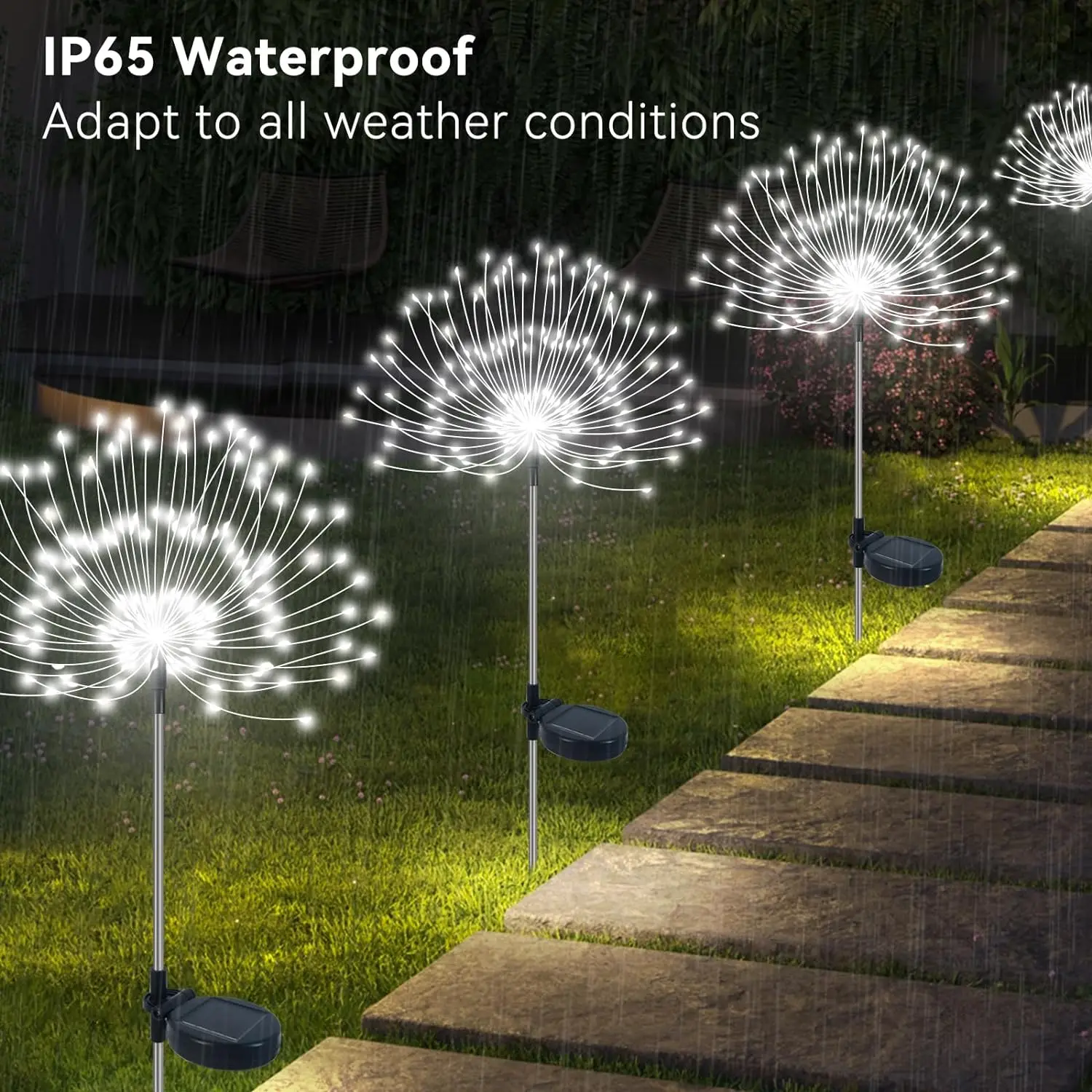 Imagem -03 - Firework Solar Lights For Garden Waterproof Starburst Sparkler Lights Outdoor Yard Path Pátio Decorativo Modos