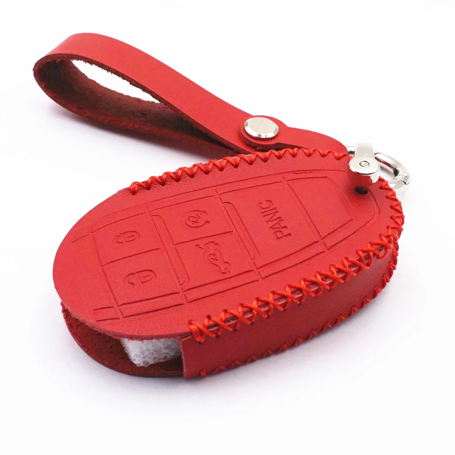 

WFMJ Red Leather for Alfa Romeo Giulia Stelvio 2017 2018 2019 2020 5 Buttons Remote Key Fob Case Cover