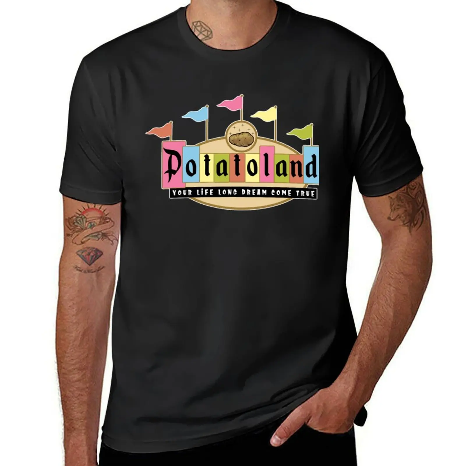 

Potatoland Retro Sign T-Shirt cute clothes graphic shirts cotton man t-shirts T-shirt men