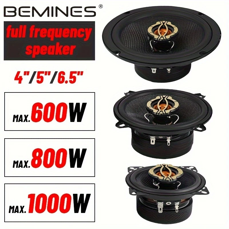 car speakers - 600W/800W/1000W，4/5/6.5 inch options，4 Ohm，Shockproof，Dual-coil surround sound，Easy to install car audio upgrade