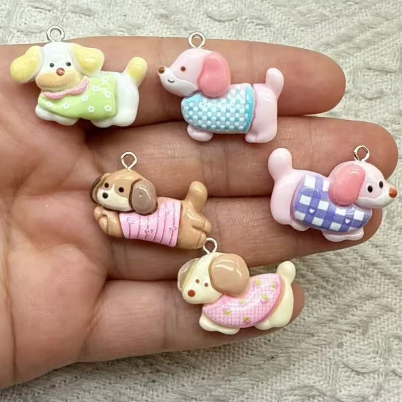 10pcs Mini Kawaii Cartoon Lovely Dog Resin Flat Back Cabochons Scrapbook Diy Party Hairpin Accessories Home Decoration Craft