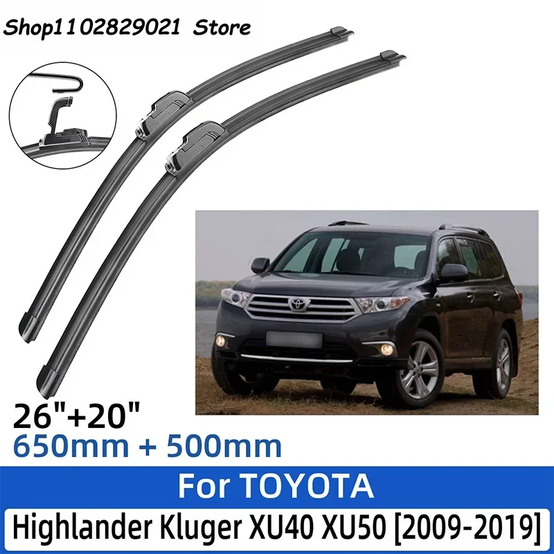 

2PCS For TOYOTA Highlander Kluger XU40 XU50 2009-2019 26"+20" Front Rear Wiper Blades Windshield Windscreen Window Cutter