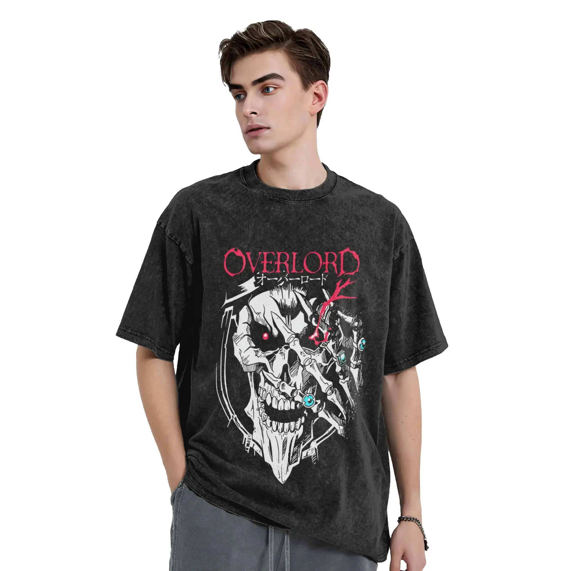 Men Women T Shirt Overlord Ainz Ooal Gown Washed T-Shirts Fashion  Summer Tees Y2K Basic Loose Casual Tops Dropshipping
