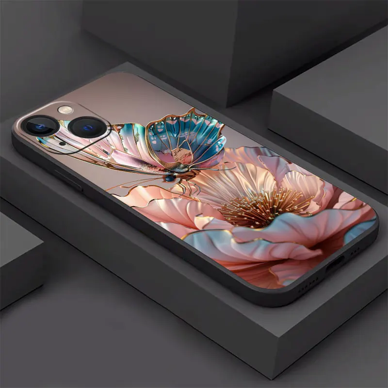 เคสโทรศัพท์สําหรับiPhone 16 Plus 14 15 Pro Max XR 12 8 13 Mini X XS 11ProMax 12Pro 7 Soft Shellดอกไม้ที่สวยงาม