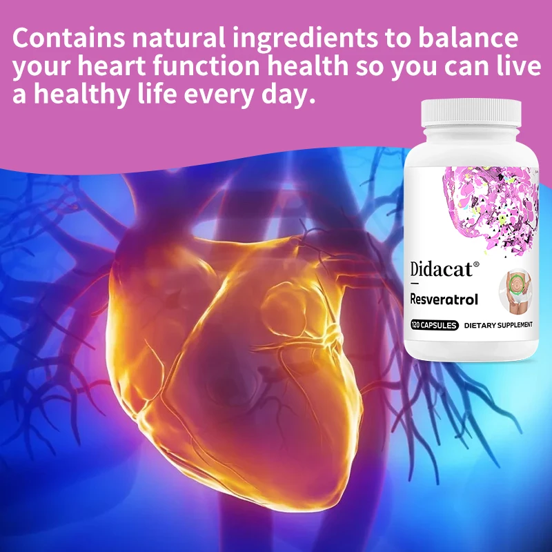 Resveratrol Capsules, Trans-Resveratrol, Quercetin, Antioxidant Supplement for Cardiovascular, Skin & Heart Health, Non-GMO