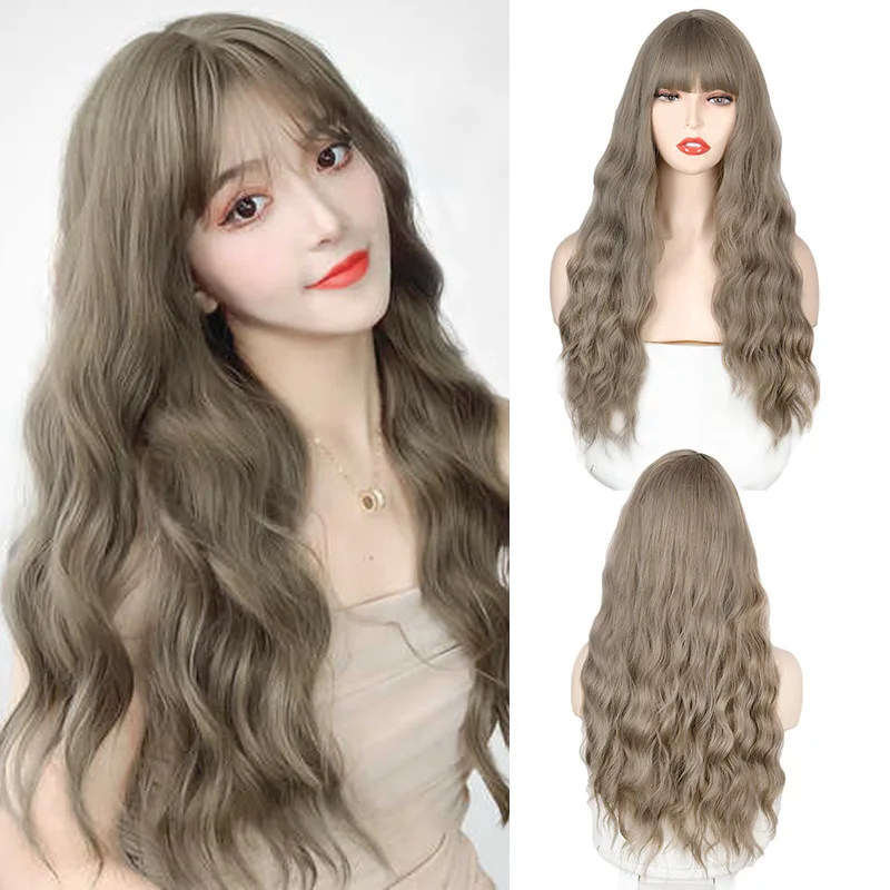 

Wig Girl Qi Bangs Long Curly Hair Wool Roll Corn Permed Chemical Fiber Wig Headgear