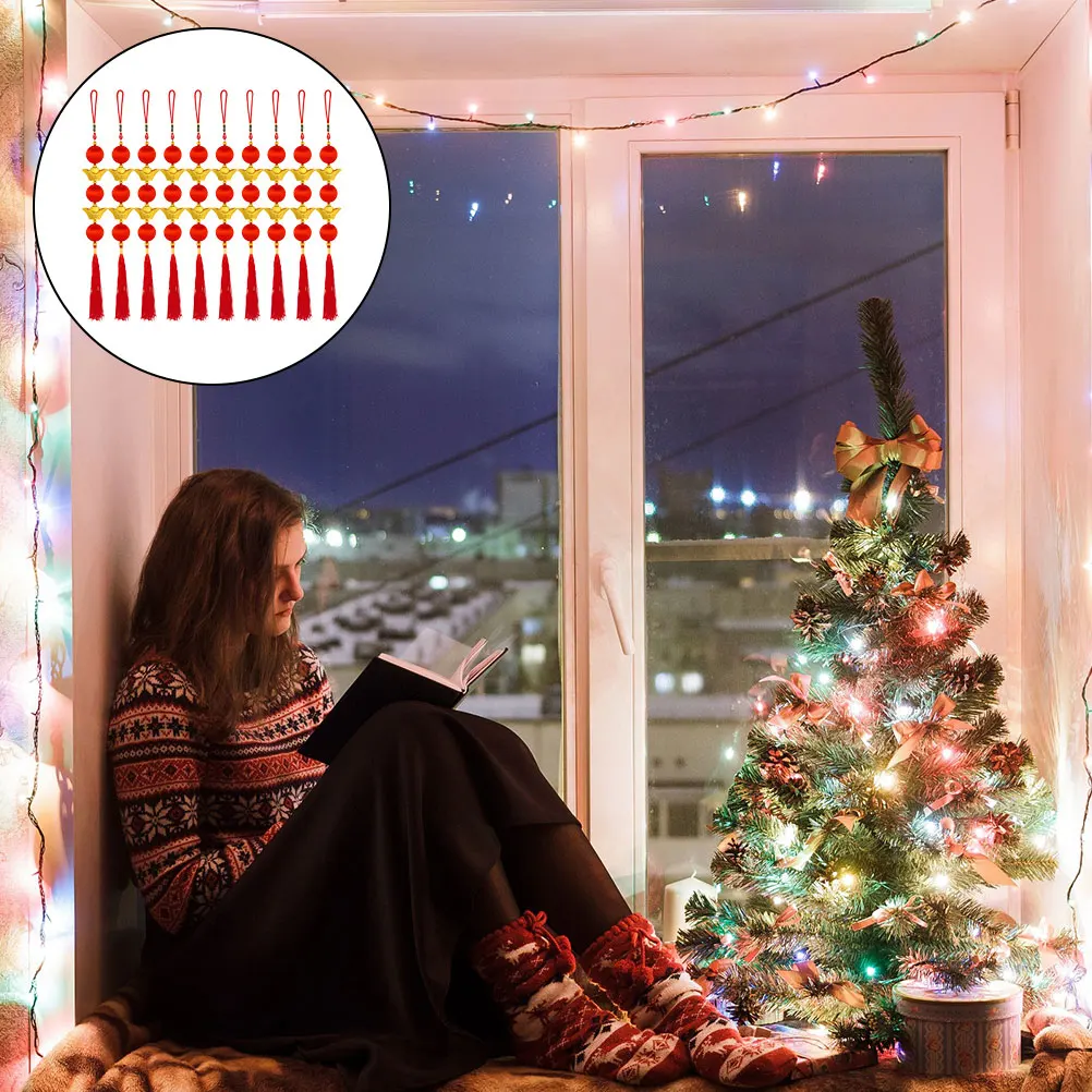 

10 Pcs Gold Plated Plastic Ingot Pendant Decorations Festive Spring Supplies New Year Hanging naments