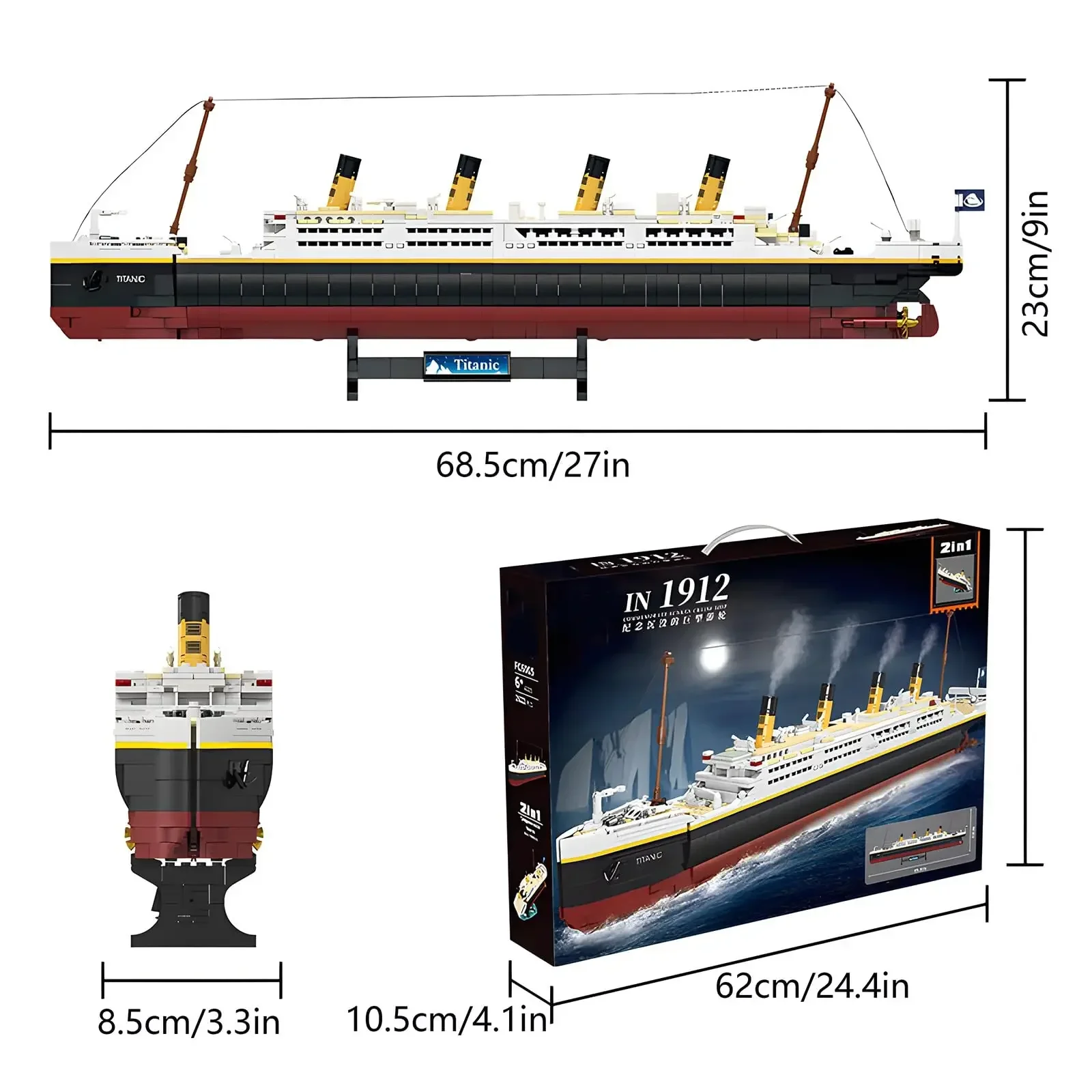 MOC Titanic Cruise Boat Sunshine importer décennie ks Sets,City Model, DIY Toy Toys for Children, Creative, 2 en 1, 2022Pcs