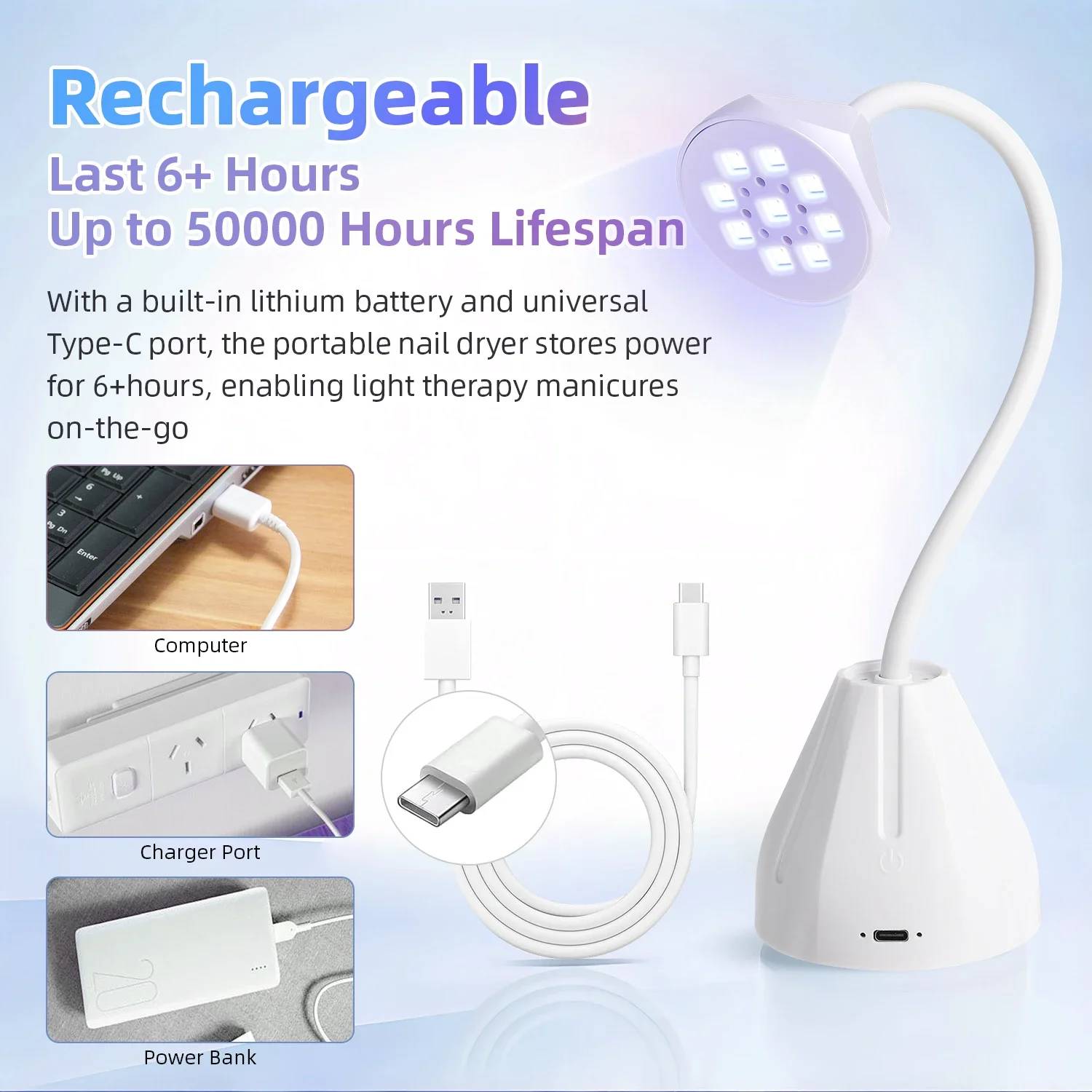 Draagbare UV LED-nagellamp voor snelle gelnagellak met verstelbare hoek Ontwerp nagellicht voor thuis manicure salon doe-het-zelf gebruik