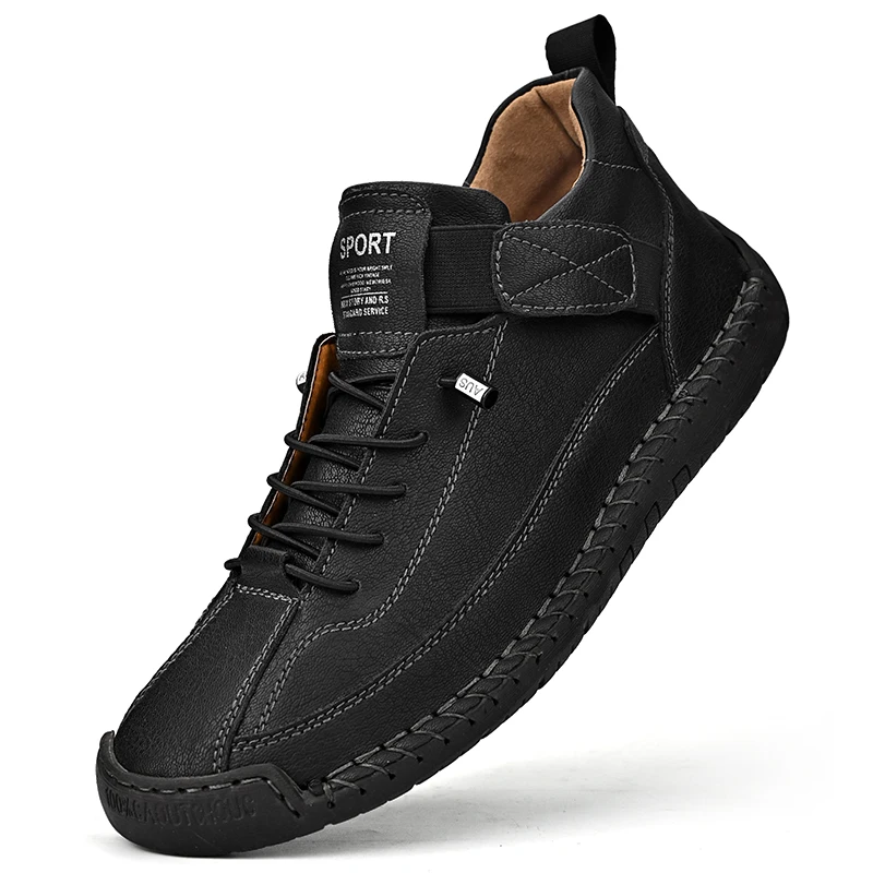 Men's Luxury Leather Shoes Brand Leather Casual Shoes Trendy Flat Shoes Exquisite Stitching Quality Non Slip Man Ankle Boots