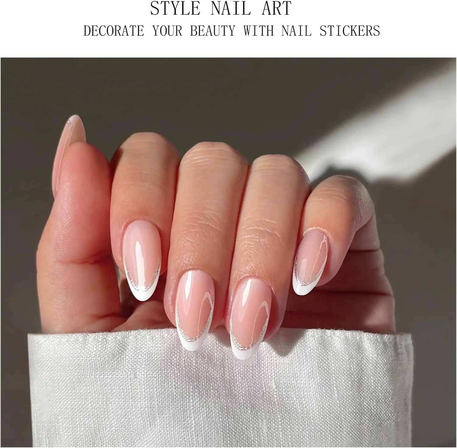 Adesivi per unghie in gel bianco con punta francese - Strisce semicurate trasparenti per nail art UV/LED