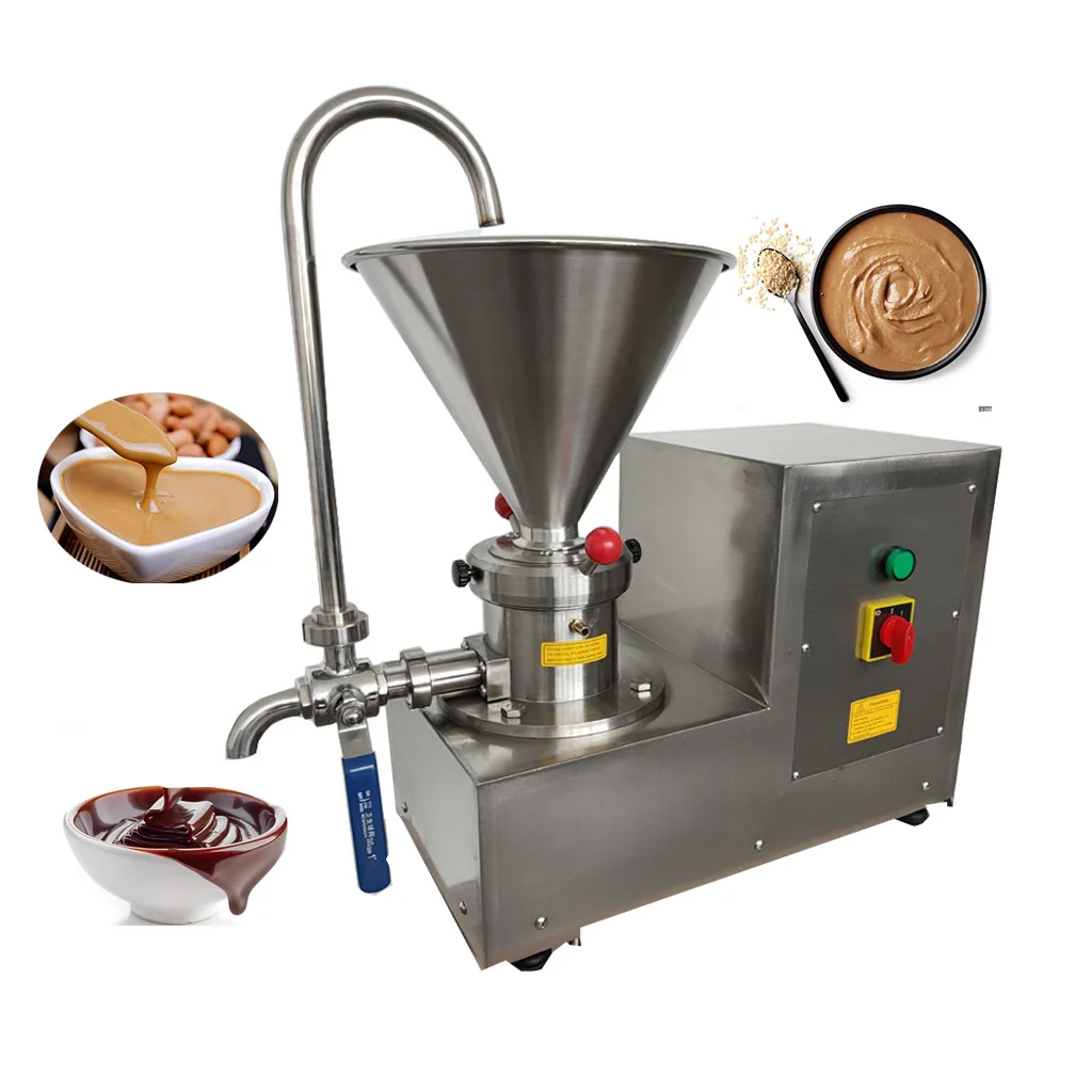 Máquina comercial de procesamiento de pasta de sésamo para hacer mantequilla de maní, 50 kg/h, línea de producción de mantequilla de maní, HJ-MJS-60