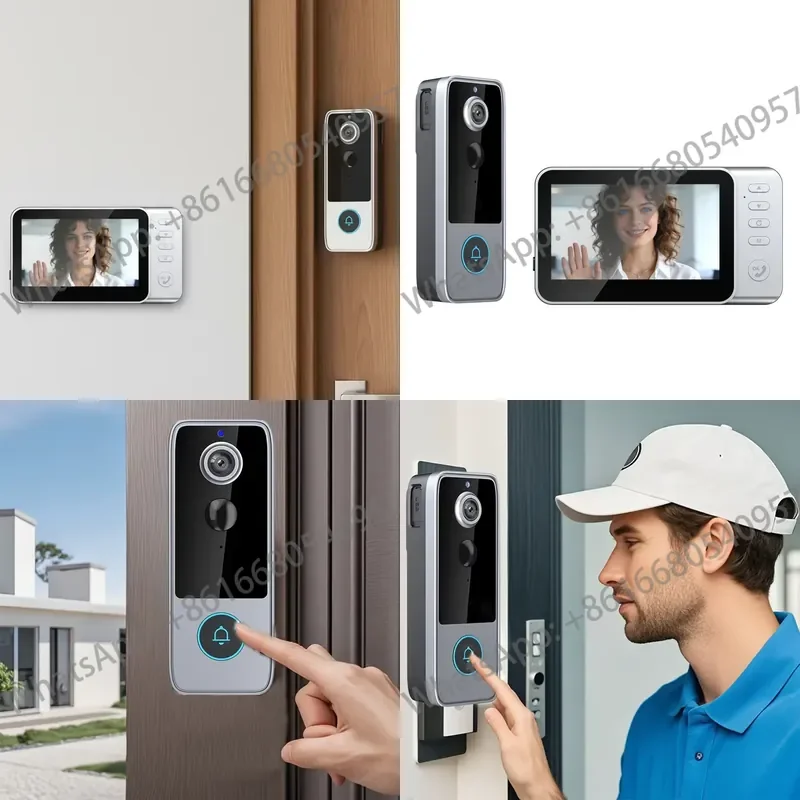 Home Security 4.5 Inch Screen Battery Smart Gate Camera Video Door Bell Apartments Building Doorbell Camera with