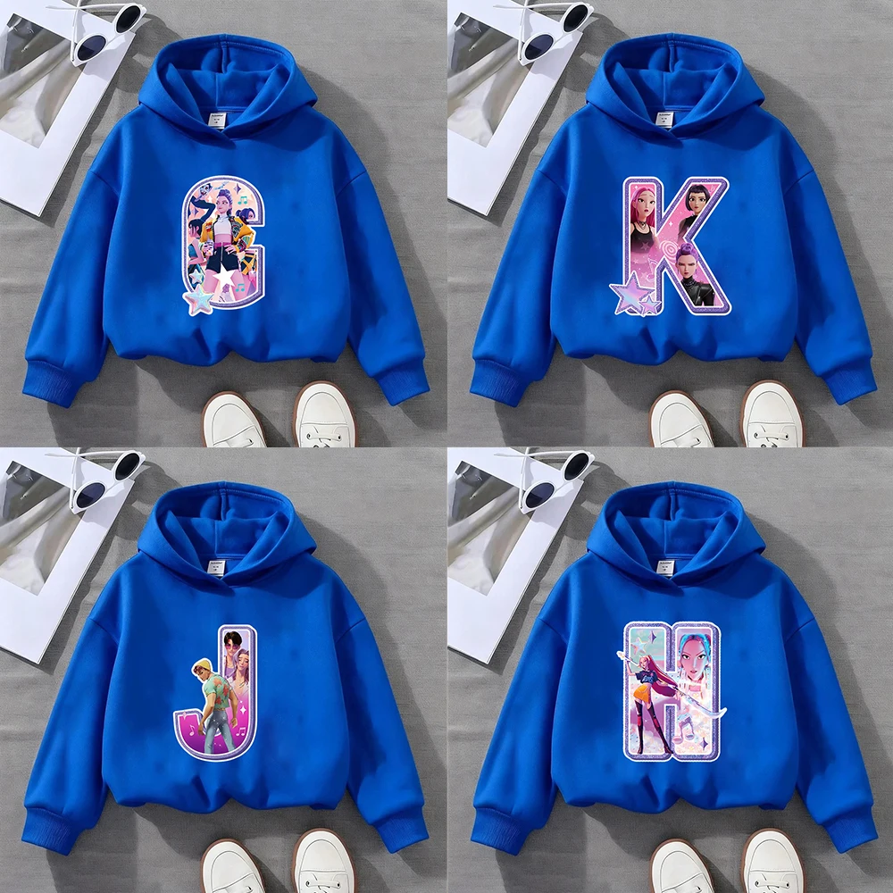 

Huntrx Lucky Alphabet Children's Hoodie, Suitable For Children's Lucky Day Travel, Blue Sports Children's Sweatshirt