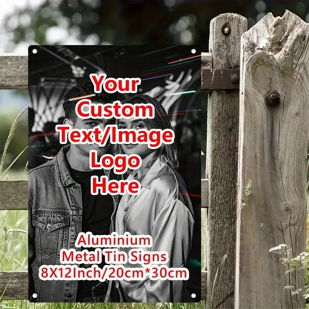 8×12Inch Customizable 2D Flat Metal Plaque Pre-Drilled Custom Photo Message Vintage Modern Waterproof Wall Decor Gift 1pc